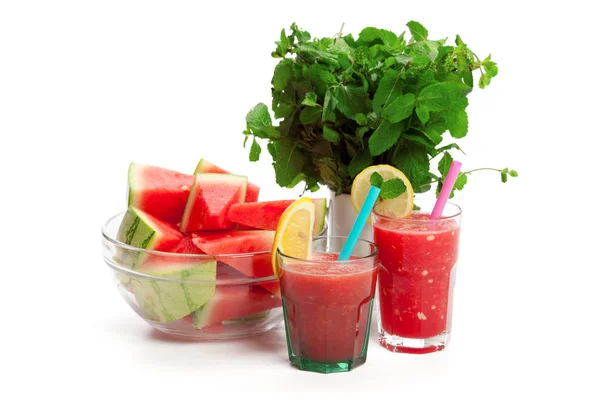 Watermeloen Drinken Glazen Met Segment — Stockfoto