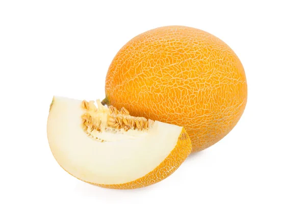 Skivad Melon Isolerad Vit Bakgrund — Stockfoto