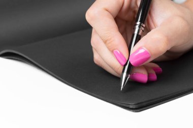 Yazılı defter çalışan kadınlar eller iş 
