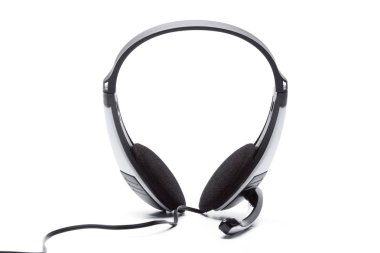 beyaz izole mikrofon kulaklık