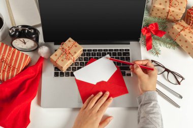 Düz yatıyordu Noel dekorasyonu Ofis İşyeri