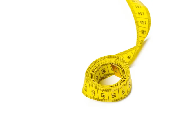 Yellow Metric Measuring Tape Isolated White Panorama Background — Stock Photo, Image