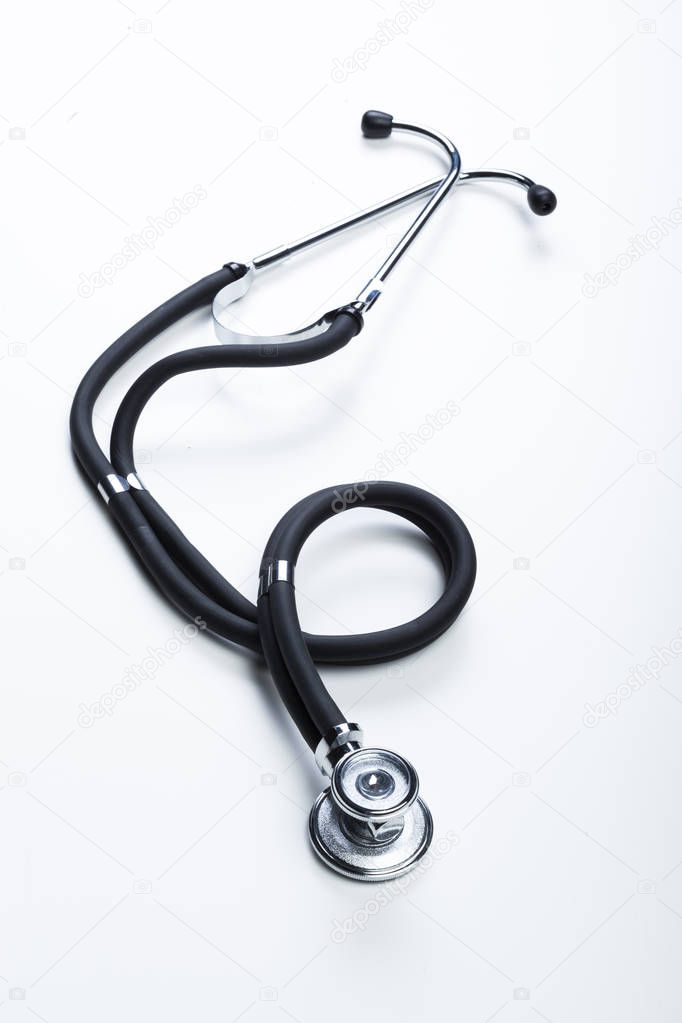 Medical stethoscope or phonendoscope isolated on white background