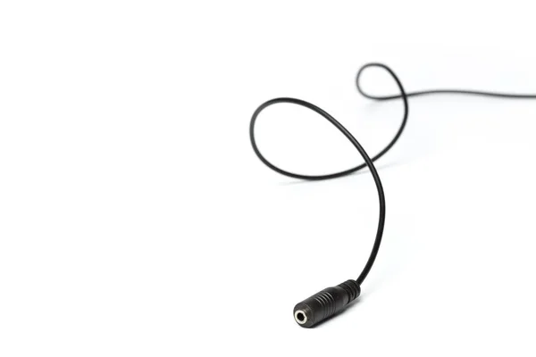 Black Aux Wire Isolated White — Stock Photo, Image
