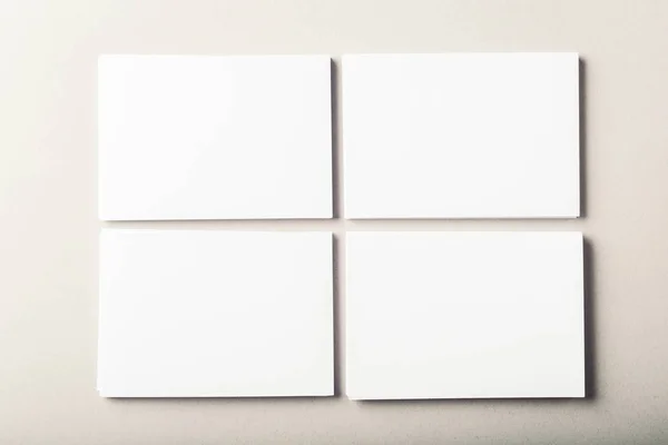 Cartões Visita Branco Fundo Cinza — Fotografia de Stock