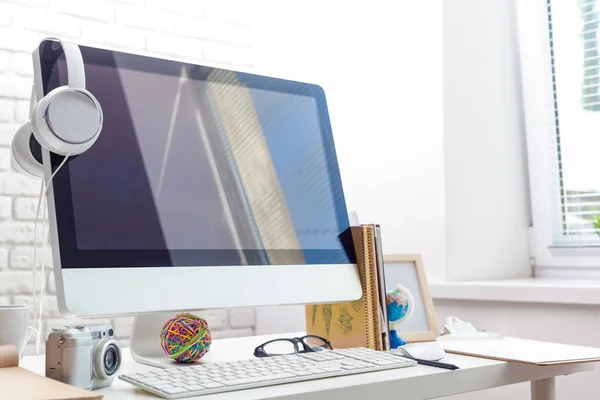 stock image working place with computer and work equipment 