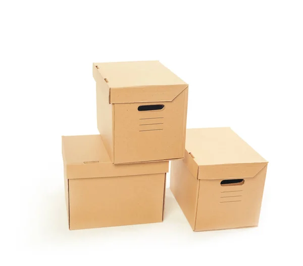 Boîtes Carton Isolées Sur Fond Blanc — Photo