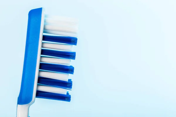 Detail Zubní Kartáček Modrém Podkladu — Stock fotografie