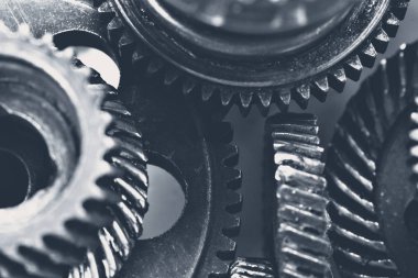 Dişliler, yığını yakın çekim görünümünü kapat