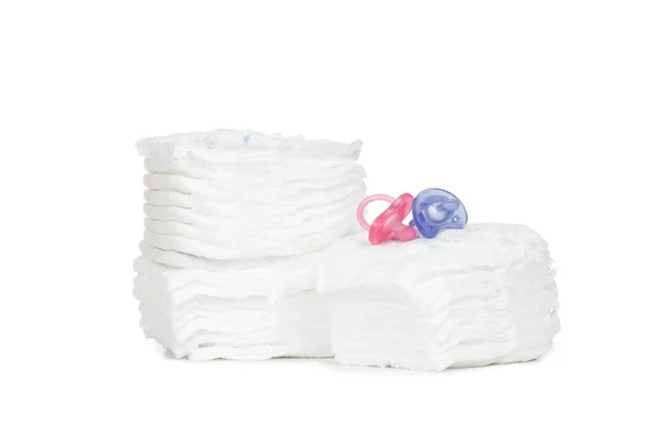 Stack Diapers Isolated White Background — Stock Photo, Image