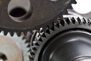 Dişliler, yığını yakın çekim görünümünü kapat