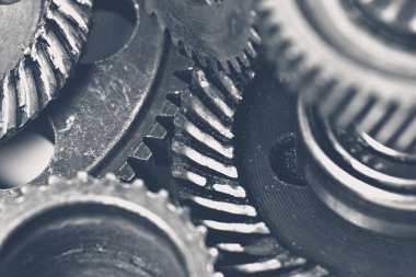 Dişliler, yığını yakın çekim görünümünü kapat