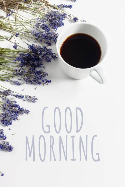 Coffee Flowers Composition Table — Stock Photo, Image