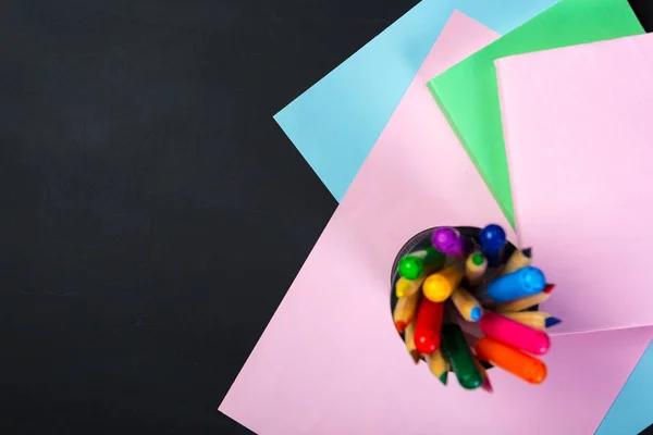 School Office Supplies Blackboard — Stock Photo, Image