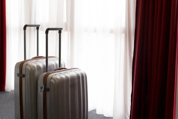 Suitcase or luggage bag in a modern hotel room