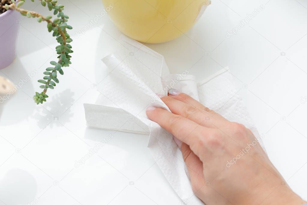 Hand cleaning with Paper Towel