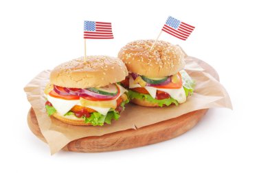 Beyaz arkaplanda hamburger