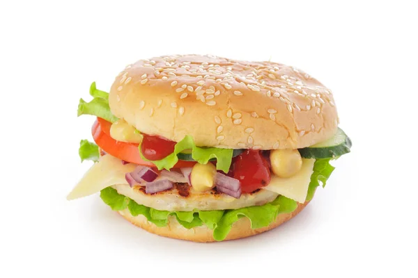 Burger Λευκό Φόντο — Φωτογραφία Αρχείου