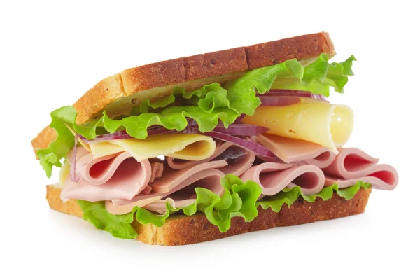 Sandwich Auf Weißem Hintergrund — Stockfoto
