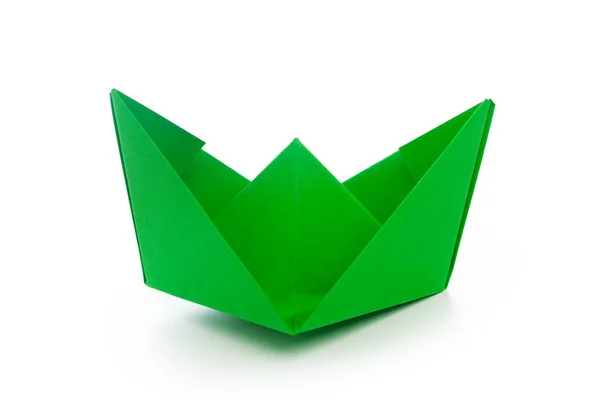 Origami Barco Papel Aislado Sobre Fondo Blanco — Foto de Stock