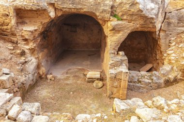 Antik kalıntıları. Kıbrıs arka plan üzerinde