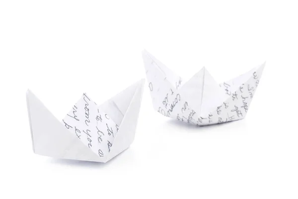 Origami Barco Papel Aislado Sobre Fondo Blanco — Foto de Stock