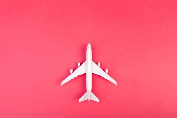 Μοντέλο Αεροπλάνο Αεροπλάνο Παστέλ Χρώμα Φόντου Lay Επίπεδη Σχεδίαση — Φωτογραφία Αρχείου