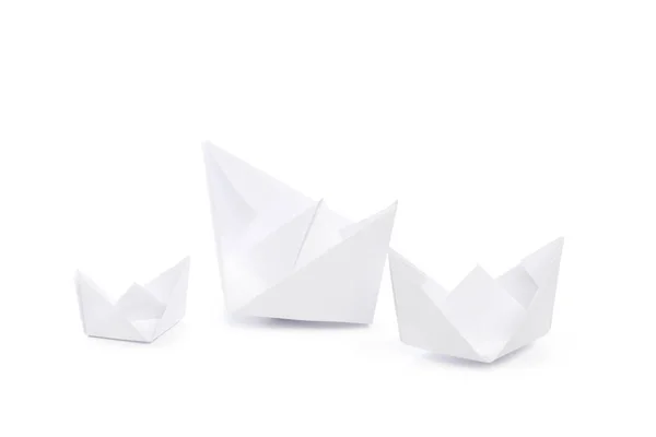 Паперові Кораблі Ізольовані Білому Тлі — стокове фото