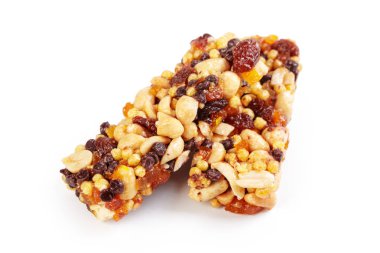 Beyaz arka plan sağlıklı granola yemeği