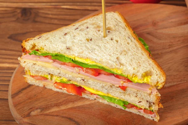 Sandwich Tavolo Legno Vicino — Foto Stock