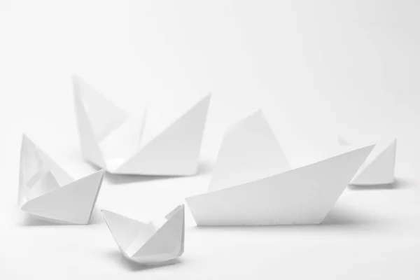 Set Origami Paper Boats Leadership Business Concept — Stock Photo, Image