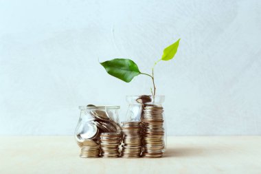 Sikke tasarruf para fikirler cam şişelerde