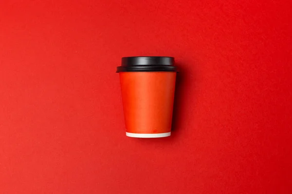 Забрать Чашку Кофе Цветном Бумажном Фоне — стоковое фото