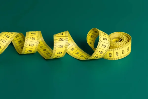 Measure Tape Green Background — Stock Photo, Image