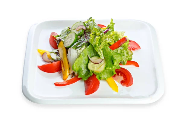 Čerstvý Zeleninový Salát Izolované Bílém Pozadí — Stock fotografie