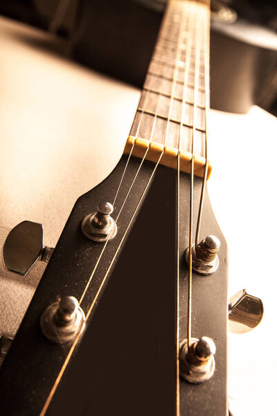 Detail of classic guitar close up