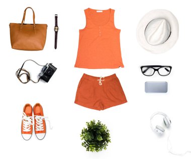 Beyaz arka plan üzerinde izole kadın giyim kolaj