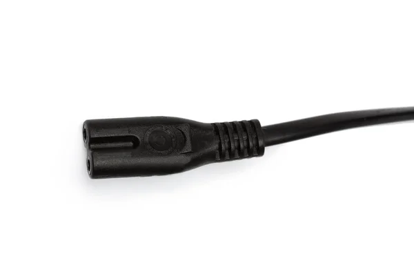 Cable Alimentación Negro Con Enchufe Enchufe Aislado Blanco — Foto de Stock