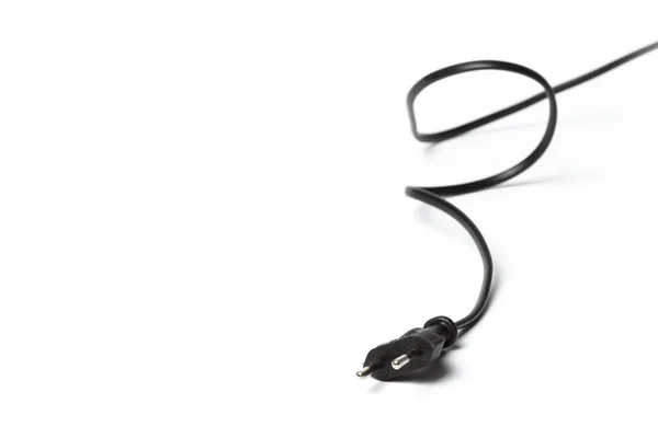 Black Power Kabel Med Stickpropp Och Uttag Isolerad Vit — Stockfoto