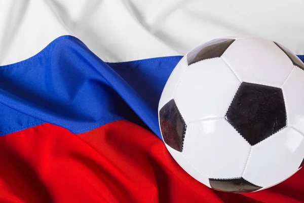 Flagge Von Russland Mit Fußball — Stockfoto