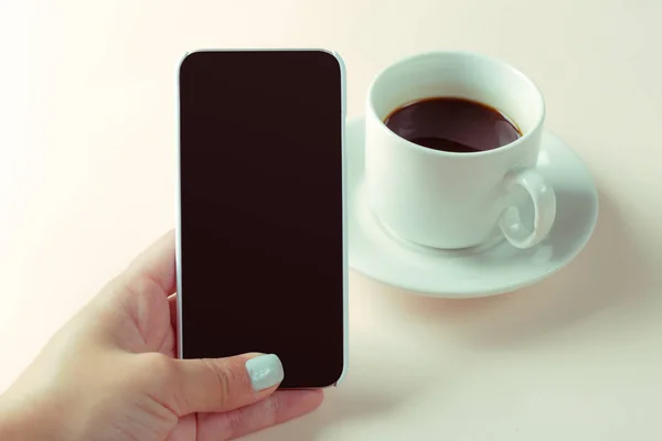 Smartphone Koffie Tafel — Stockfoto