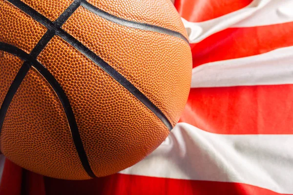 Basketbal Liggend Amerikaanse Vlag — Stockfoto