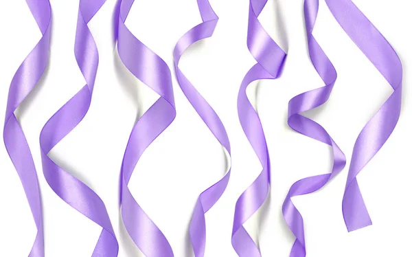 Фіолетові Атласні Стрічки Білому Тлі — стокове фото