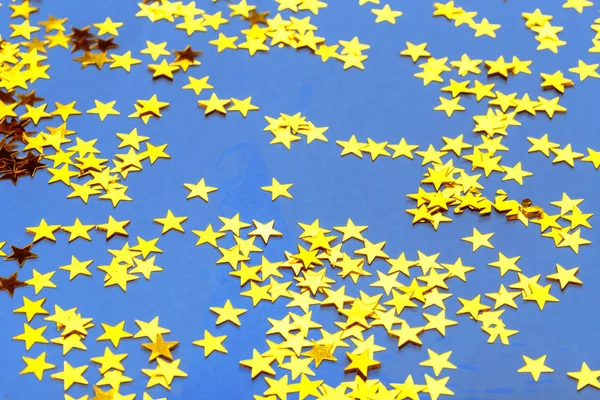 Golden Stars Confetti Close — Stock Photo, Image