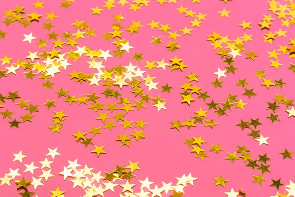 Goldene Sterne Konfetti Aus Nächster Nähe — Stockfoto