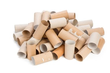 Beyaz arka plan üzerinde boş tuvalet kağıdı