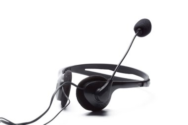 beyaz izole mikrofon kulaklık