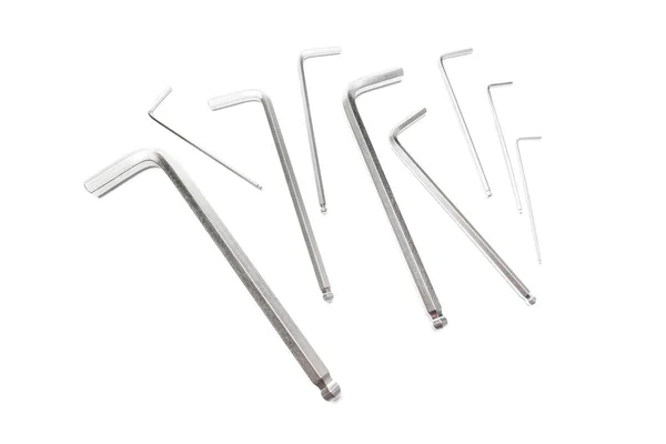 Szó Hex Keys Fehér Háttér — Stock Fotó