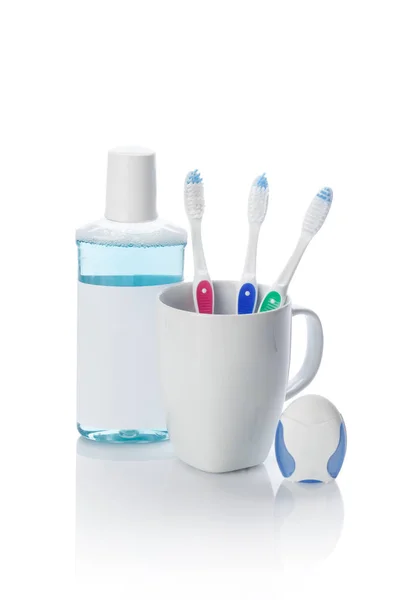 Ferramentas Dentárias Escovas Dentes Vista Perto — Fotografia de Stock