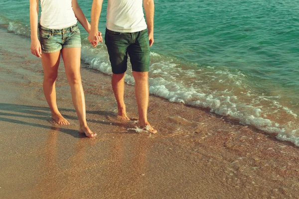 Paar Van Zomer Het Strand Vergrote Weergave — Stockfoto